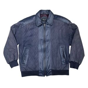 Vtg 80s 90s Pelle New York Milano Navy Leather Suede Bomber Jacket Men's S